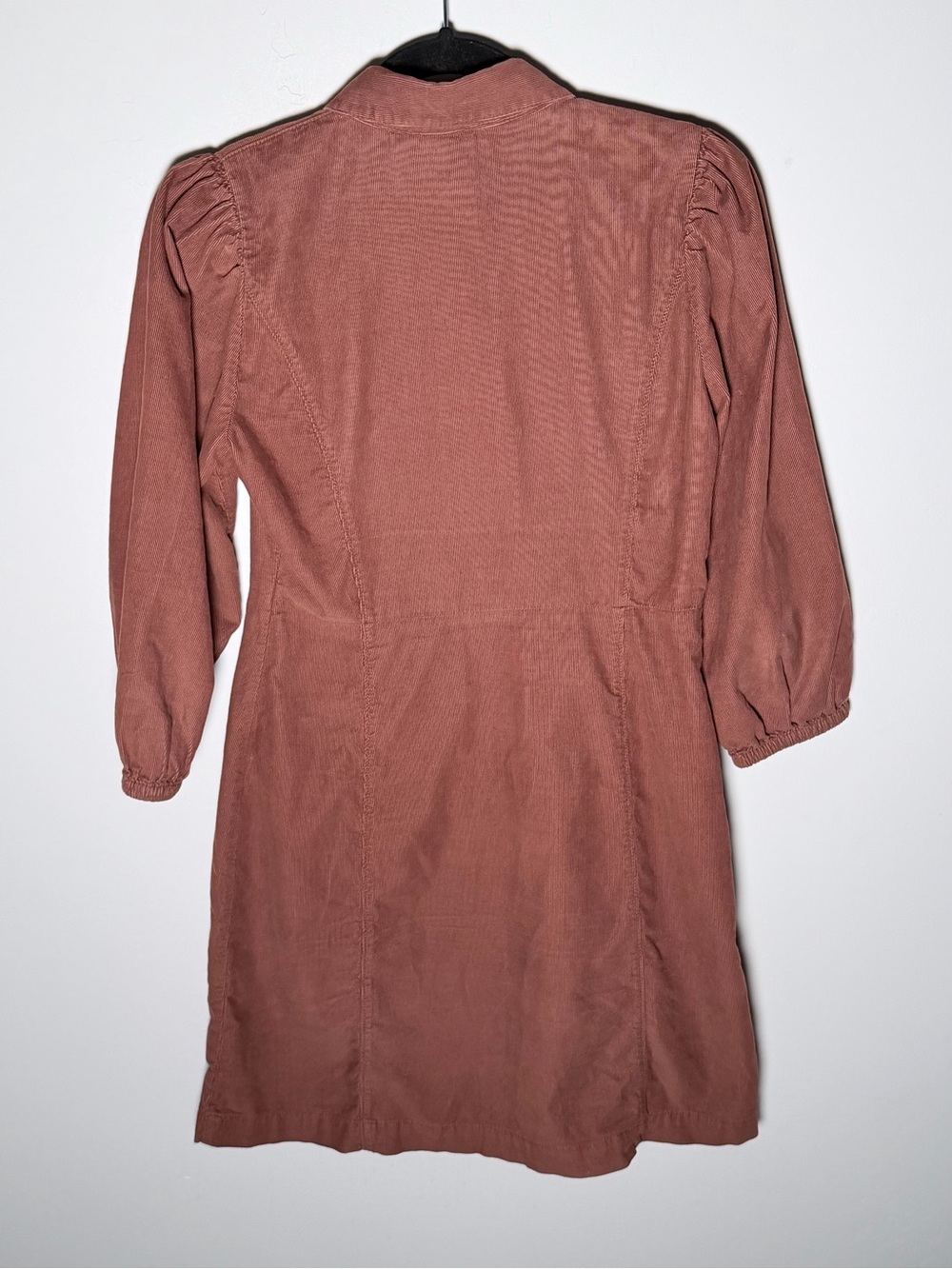 GAP Saddle Brown Corduroy Button-Front Puff Sleeve Mini Dress S 100% Cotton - Picture 11 of 13
